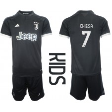 Juventus Federico Chiesa #7 Tredjedraktsett Barn 2023-24 Kortermet (+ korte bukser)